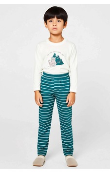 Benerly Unisex Çocuk Bisiklet Yaka Standart Kol Uzun Kollu Regular Kalıp Yeşil