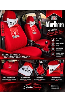 Kırmızı Marl Boro Süper Set Dörtlü Servis Kılıfı + İkili Yastık Ve Kemer Kılıfı +vites Poları Kırmızı Marl Boro Süper Set Dörtlü Servis Kılıfı + İkili Yastık Ve Kemer Kılıfı +vites Poları