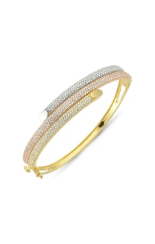 Sembolgold- Altın Kelepçe Triacolor Çift Kilit Sistemi Swarovski Taşlı Sembolgold- Altın Kelepçe Triacolor Çift Kilit Sistemi Swarovski Taşlı