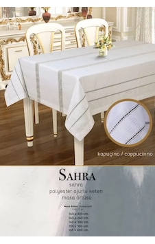 160x260 Cm Sahra Kapiçino Polyester Ajurlu Keten Dantelli Modern Masa Tasarımı Sarı 160x260 Cm Sahra Kapiçino Polyester Ajurlu Keten Dantelli Modern Masa Tasarımı Sarı