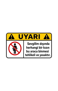 Araba Sticker Oto Aksesuar Espirili Uyarı Etiketi 10x5 Cm