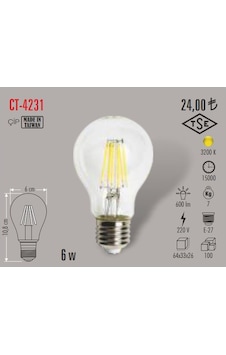 Cata Ct-4231 6 Watt Rustik Led Ampul Gün Işığı E27 Duy Cata Ct-4231 6 Watt Rustik Led Ampul Gün Işığı E27 Duy