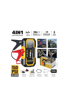 Sgs5399 - 16.8v Şarjlı Akü Takviye Cihazı + 150 Psı Hava Kompresörü + 12.000 Mah Power Bank + Led Fener