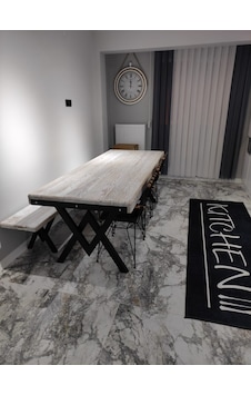 Deryawood Masif Ahşap Doğal Ağaç Mutfak Masası 60 x 120 CM Ceviz V Ayak