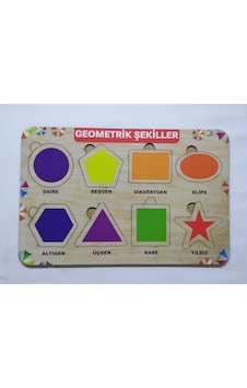 Ahşap Geometrik Şekiller Puzzle Eğitici Oyuncak Ahşap Geometrik Şekiller Puzzle Eğitici Oyuncak