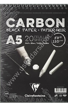 Clairefontaine Carbon Çizim Blok A5 120 Gr. 20 Yaprak Üstten Spiralli Siyah Clairefontaine Carbon Çizim Blok A5 120 Gr. 20 Yaprak Üstten Spiralli Siyah
