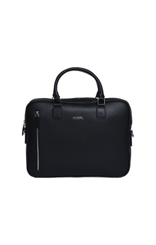 Fossil Unisex Vegan Deri Laptop Bölmeli 15,6 İnç Dik Fermuarlı Evrak Çantası Siyah Siyah
