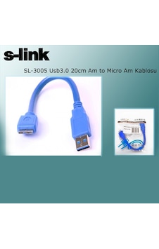 S-lınk Sl-3005 Usb 3.0 Am To Micro Am 20cm Kablo Çok Renkli S-lınk Sl-3005 Usb 3.0 Am To Micro Am 20cm Kablo Çok Renkli
