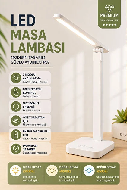Hp114 House Pratik Masa Lambası Katlanabilir Beyaz Hp114 House Pratik Masa Lambası Katlanabilir Beyaz