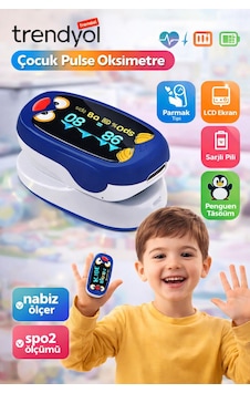 Çocuk Pulse Oksimetre Parmak Tipi Nabız Ve Sp02 Ölçer Lcd Ekran Şarjlı Pediatrik Oksimetre
