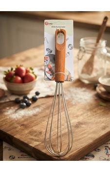 Ahşap Saplı Paslanmaz Çelik Çırpıcı 30 Cm