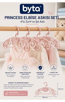 Princess 4'lü Bebek Elbise Askısı Dekoratif Pp Plastik Çocuk Ve Bebek Kıyafet Askı Seti Pembe Princess 4'lü Bebek Elbise Askısı Dekoratif Pp Plastik Çocuk Ve Bebek Kıyafet Askı Seti Pembe