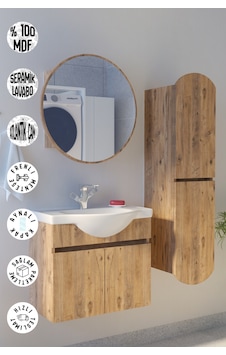 Erciyes 65 Cm Mdf Banyo Dolabı Seramik Lavabolu Oval Aynalı Havlu Dolaplı Modern Banyo Dolabı Atlantik Çam Erciyes 65 Cm Mdf Banyo Dolabı Seramik Lavabolu Oval Aynalı Havlu Dolaplı Modern Banyo Dolabı Atlantik Çam