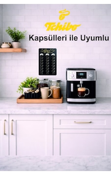 Kapsül Kahve Tutucu Stand Coffee Time Yazılı Mdf Duvar Organizer 21 Kapsül Kapasite Diğer