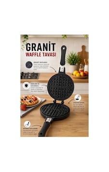 Piev Pratik Çift Taraflı Ocak Üstü Döküm Waffle Tavası Antrasit