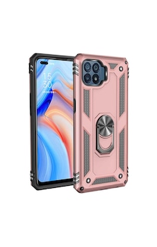Oppo Reno 4 Lite Kılıf Tank Zırh Yüzüklü Mıknatıslı Standlı Kapak Vega