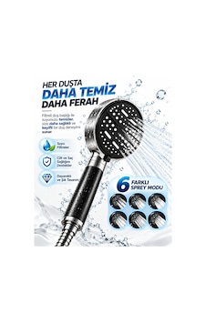 Filtreli 6 Sprey Modlu Duş Başlığı Büyük Panel Siyah Metalik Çok Fonksiyonlu - Lisinya Çok Renkli Filtreli 6 Sprey Modlu Duş Başlığı Büyük Panel Siyah Metalik Çok Fonksiyonlu - Lisinya Çok Renkli