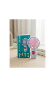 Taşınabilir Şarjlı El Vantilatörü - Sevimli Tasarımlı Sessiz Mini Fan - Çilek