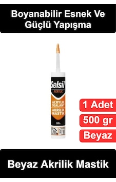 Akrilikmastik Beyaz Akrilik Mastik Silikonize 500 Gr Kartuş Boyanabilir Esnek Dolgu Macunu Duvar Ça