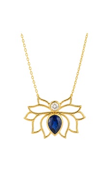 14 Ayar Taşlı Lotus Tasarım Altın Kolye Sarı 14 Ayar Taşlı Lotus Tasarım Altın Kolye Sarı