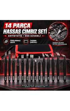 Hassas Cımbız Seti Elektronik Takı Laboratuvar El Sanatları 14 Parça Esd Antistatik Paslanmaz Çelik Hassas Cımbız Seti Elektronik Takı Laboratuvar El Sanatları 14 Parça Esd Antistatik Paslanmaz Çelik