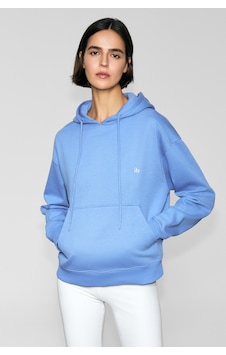 Urban Beat Jıngso Kadın Polarlı Yumuşak Kapüşonlu Kanguru Cepli Baskı Detaylı Mavi Sweatshirt Mavi