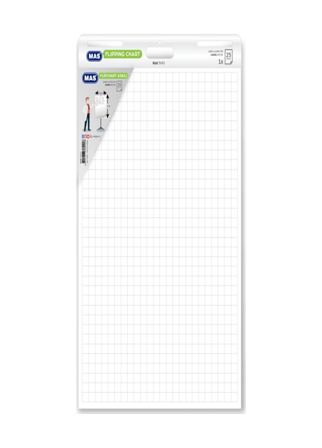 Flipchart Askılı 64 90 Kareli 25 Yaprak 80 Gram Beyaz