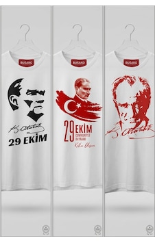 29 Ekim Cumhuriyet Bayramı Temalı Tshirt Busako Açık Beyaz 29 Ekim Cumhuriyet Bayramı Temalı Tshirt Busako Açık Beyaz