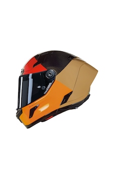 Nolan X804 Rs Blocco Karbon Kapalı Kask Gümüş Camlı 349 Turuncu - Siyah