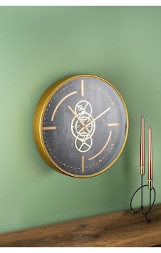 Çarklı Duvar Saati - 46 Cm Altın