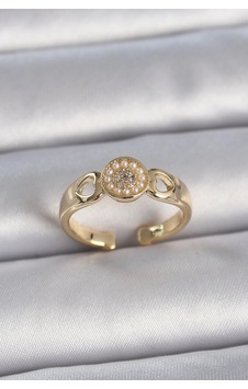 Pirinç Gold Renk Zirkon Taşlı İncili Kalp İşleme Detay Ayarlanabilir Kadın Yüzük Çok Renkli Pirinç Gold Renk Zirkon Taşlı İncili Kalp İşleme Detay Ayarlanabilir Kadın Yüzük Çok Renkli