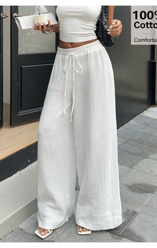 Cool Tarz Kadın Müslin Bol Paça Pantolon Bel Lastikli Yazlık Pamuklu Pantolon Beyaz Beyaz Cool Tarz Kadın Müslin Bol Paça Pantolon Bel Lastikli Yazlık Pamuklu Pantolon Beyaz Beyaz
