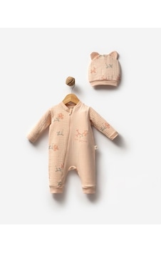 Bellamio Kids Yandan Fermuarlı Şapkalı Kız Bebek Tulum Seti Somon Bellamio Kids Yandan Fermuarlı Şapkalı Kız Bebek Tulum Seti Somon
