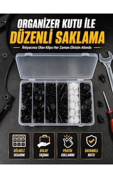 Profesyonel Oto Klips Tamir Seti 6 Farklı Model Plastik Sabitleme Pimi Organizer Kutulu Çok Renkli Profesyonel Oto Klips Tamir Seti 6 Farklı Model Plastik Sabitleme Pimi Organizer Kutulu Çok Renkli