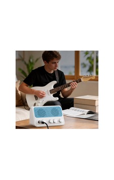 Şarjlı Mini Amfi 10w Distorsion + Reverb Bluetooth Beyaz