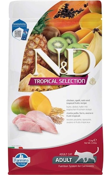N&D Tropical Selection Düşük Tahıllı Tavuklu Tropikal Meyveli Yetişkin Kedi Maması 1500 G N&D Tropical Selection Düşük Tahıllı Tavuklu Tropikal Meyveli Yetişkin Kedi Maması 1500 G