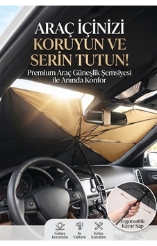 Premium Araç İçi Şemsiye Güneşlik Özel Mekanizmalı Çizmez Saplı Katlanabilir Model