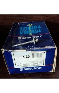 Selectron Trapez Vidası 5.5x60 Çatı Vidası T-6 Muv 200 Adet Selectron Trapez Vidası 5.5x60 Çatı Vidası T-6 Muv 200 Adet