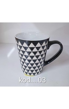 Konak Fincan Porselen Kupa 03 Siyah Beyaz