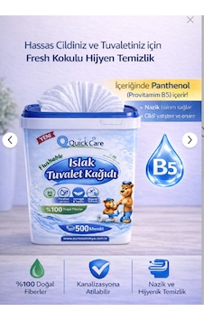 Quick Care Islak Tuvalet Kağıdı 500 Lü Panthenol B5 Hijyenik Temizlik