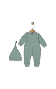 Bebegen Unisex Su Yeşili Fitilli Düğümlü Bereli Çıtçıtlı Tulum Çok Renkli Bebegen Unisex Su Yeşili Fitilli Düğümlü Bereli Çıtçıtlı Tulum Çok Renkli