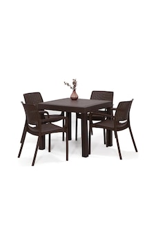 Rattan Lüx 80x80 Masa Takımı 1 Masa + 4 Sandalye Kahve Bahçe Balkon Teras Kahve Rattan Lüx 80x80 Masa Takımı 1 Masa + 4 Sandalye Kahve Bahçe Balkon Teras Kahve