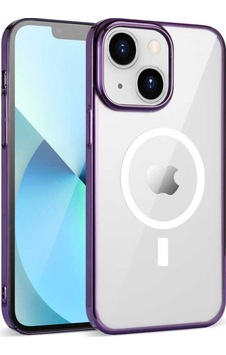 Apple Uyumlu iPhone 14 Csk Zore Wireless Şarj Özellikli Pixel Magsafe Kılıf derin Mor