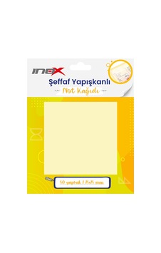 İnox Şeffaf Yapışkanlı Not Kağıdı 75x75 Sarı 50'li İnox Şeffaf Yapışkanlı Not Kağıdı 75x75 Sarı 50'li