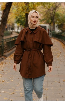 Unika Boutique Kadın Omuz Detaylı Gömlek Kahverengi Unika Boutique Kadın Omuz Detaylı Gömlek Kahverengi