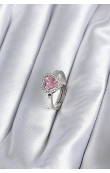 Pirinç Gümüş Renk Pembe Zirkon Taşlı Charm Model Kadın Yüzük 90183439 Pirinç Gümüş Renk Pembe Zirkon Taşlı Charm Model Kadın Yüzük 90183439