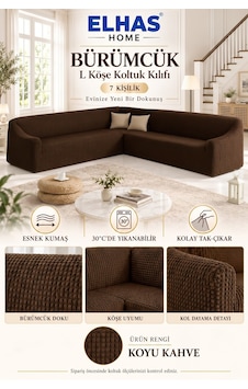 Bürümcük Eteksiz L Köşe Koltuk Örtüsü. 7 Kişilik Esnek, Köşe Koltuk Kılıfı. Toplam Uzunluk 550cm Koyu Kahve - 796363643 Koyu Kahve Bürümcük Eteksiz L Köşe Koltuk Örtüsü. 7 Kişilik Esnek, Köşe Koltuk Kılıfı. Toplam Uzunluk 550cm Koyu Kahve - 796363643 Koyu Kahve