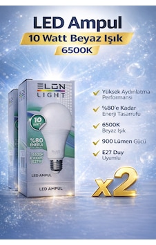Led Ampul 10 Watt Beyaz Işık 6500k Yüksek Aydınlatma E27 Duy Enerji Tasarruflu 2 Adet Standart Led Ampul 10 Watt Beyaz Işık 6500k Yüksek Aydınlatma E27 Duy Enerji Tasarruflu 2 Adet Standart