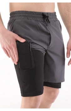 Genius Store Running Hızlı Kuruma Micropoly Antrenman Halısaha Fitness Kısa Taytlı Erkek Sporcu Şortu Füme