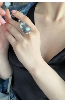 Kadın 26,5 Mm Barok Doğal İnci Yüzük Gümüş Kadın 26,5 Mm Barok Doğal İnci Yüzük Gümüş
